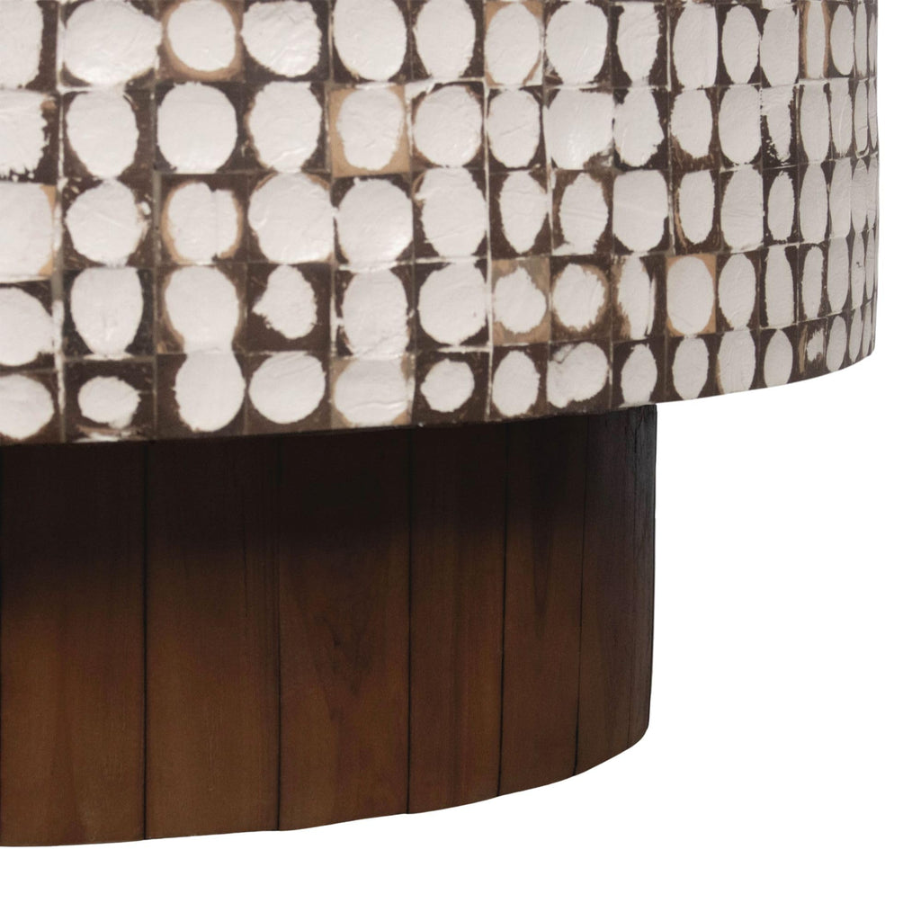 Mila White Round Coffee Table, Boho Coastal Pedestal