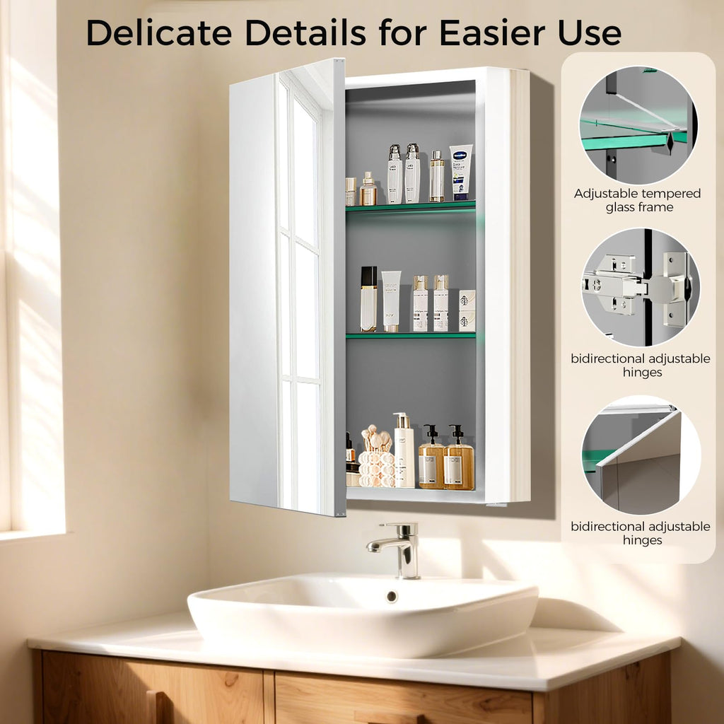 20 x 26 Inch Bathroom Medicine Cabinet with Beveled Edge Mirrored Door, Medicine Cabinet, Bathroom Mirror Cabinet, Home