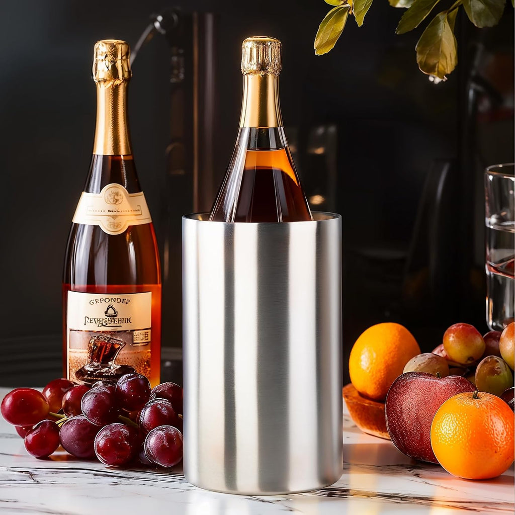Packs Stainless Steel Double Wall Wine Cooler,Wine Chiller Bucket Champagne Ice Bucket, Fits Most Standard Sized - Set of 3