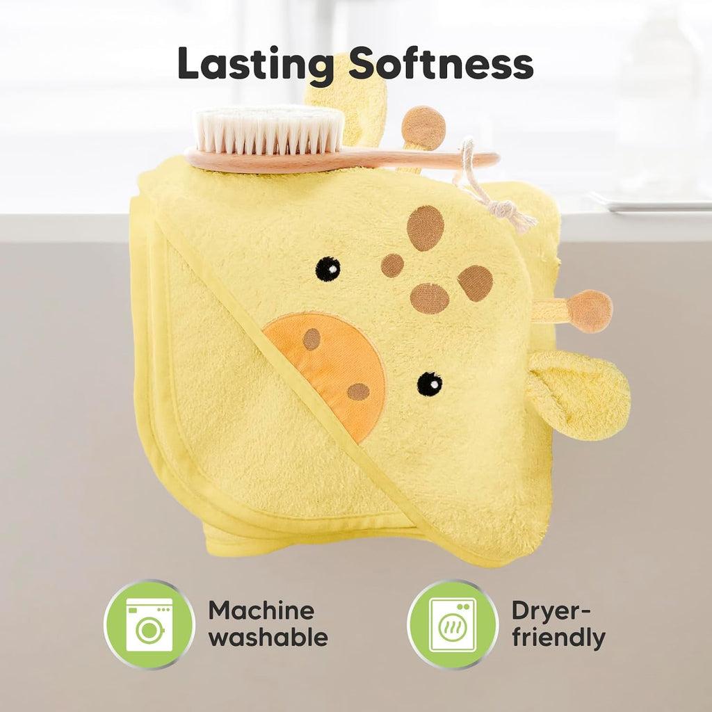 Hooded Baby Towel for Newborn, Baby Bath Towels (Giraffe, 35x35)
