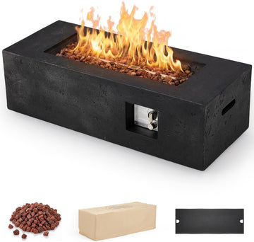 42" Outdoor Propane Fire Pit Table Rectangle Gas Fire Pit No Tank Holder | 50,000 BTU 2 in 1 Low Profile Firepit