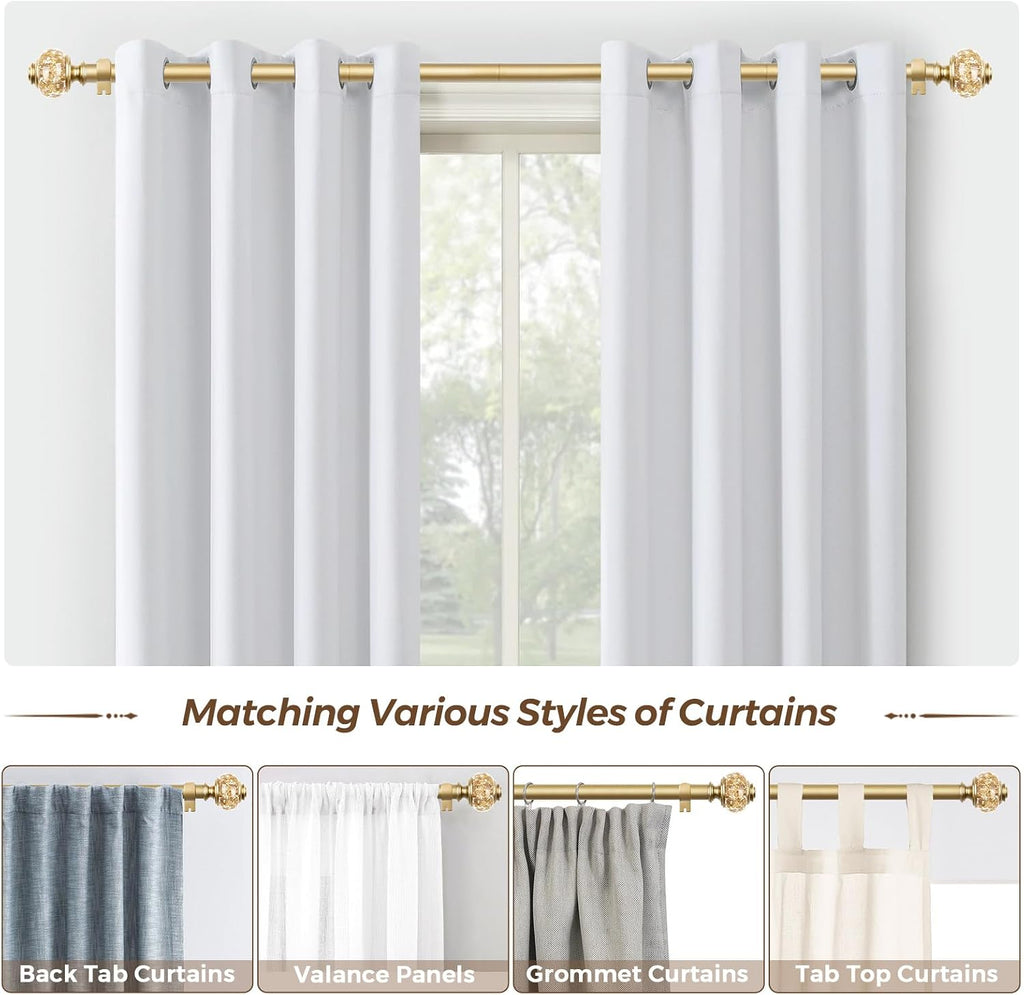 Curtain Rods 32 to 58 Inches (2.6-4.8ft), 7/8 Inch Telescoping Splicing Drapery Rods for Windows 20 to 54 Inch