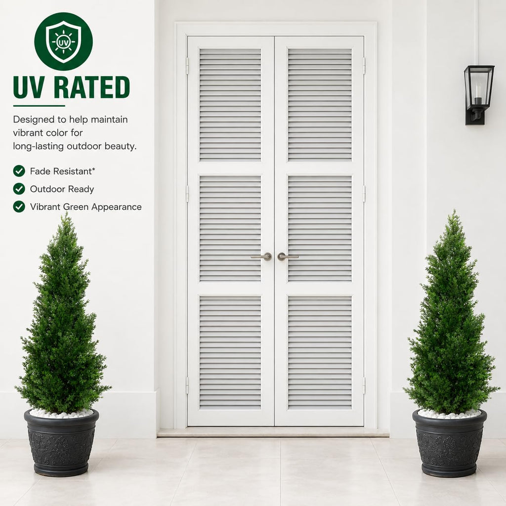 3 Feet Pre-Potted Evergreen Outdoor Artificial Cedar Tree for Front Porch Decor, Outdoor Entryway Decor Fake Tree