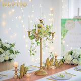Tall Candelabra Candle Holder 2 Pcs 28in Floor Candlestick Holders Taper Candle Holders Gold 5 Arm Candelabras Candle