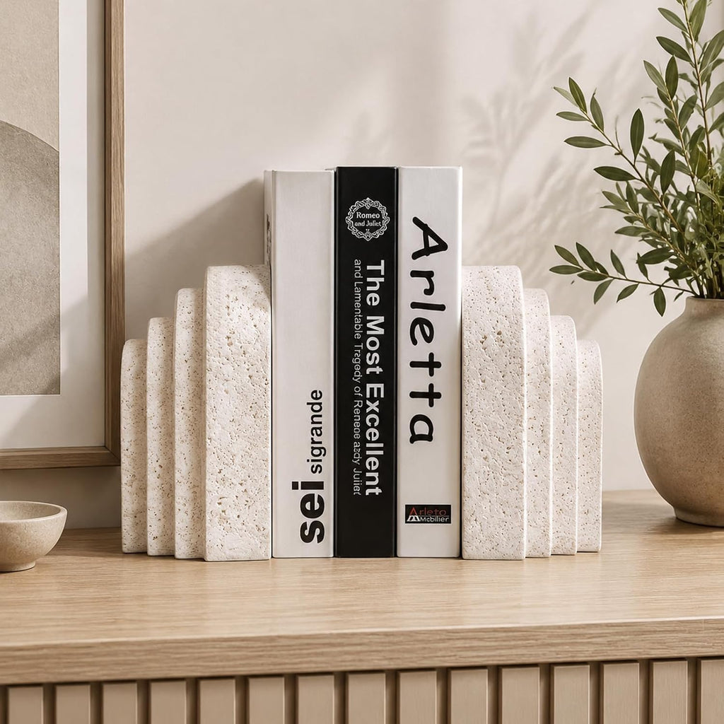 Heavy Duty Book Ends for Shelves, Decorative Book Stopper for Shelves, Resin Decor Bookends for Heavy Books, Modern