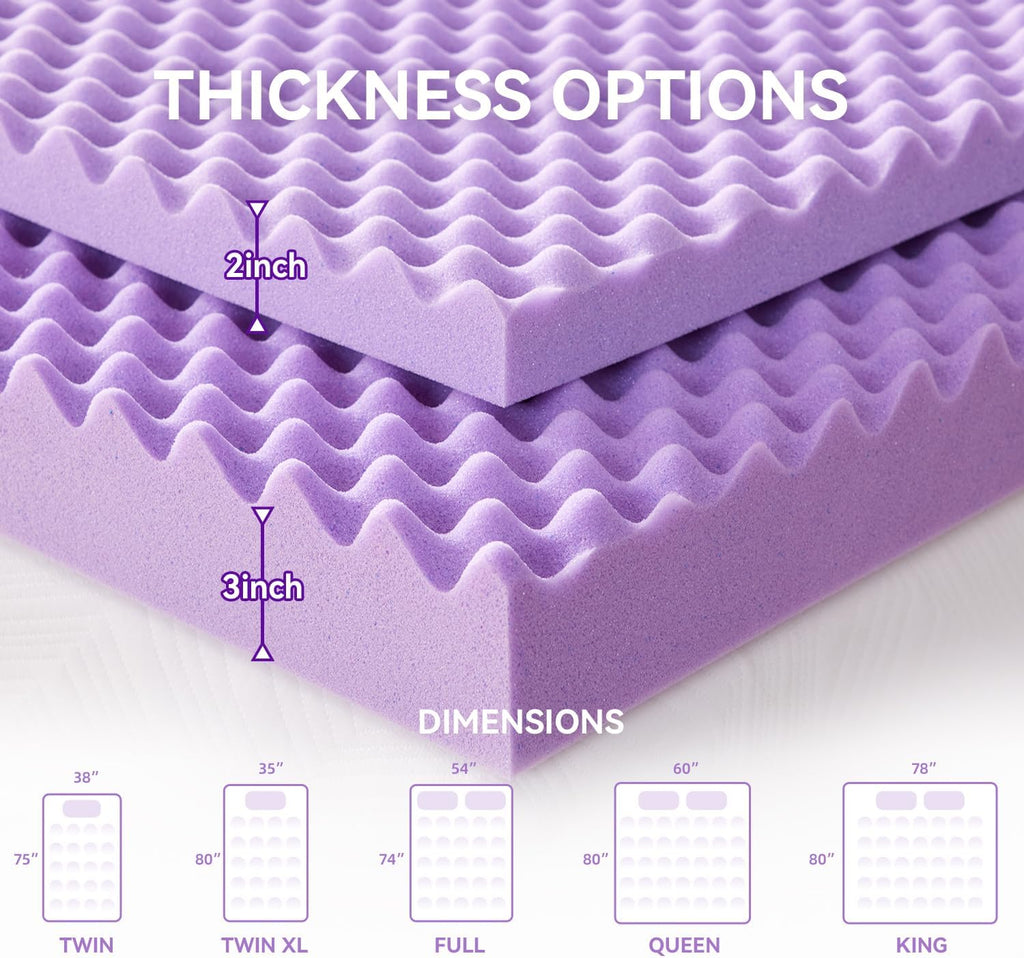 1.5 Inch Egg Crate Memory Foam Mattress Topper Queen Size, Soft Mattress Pad for Back Pain Relief, Bed Topper