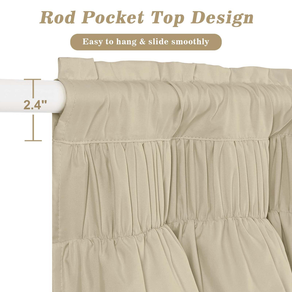 Ruffle Swag Curtains Farmhouse Blackout Valances for Windows Rustic Window Valances Rod Pocket Kitchen Curtains
