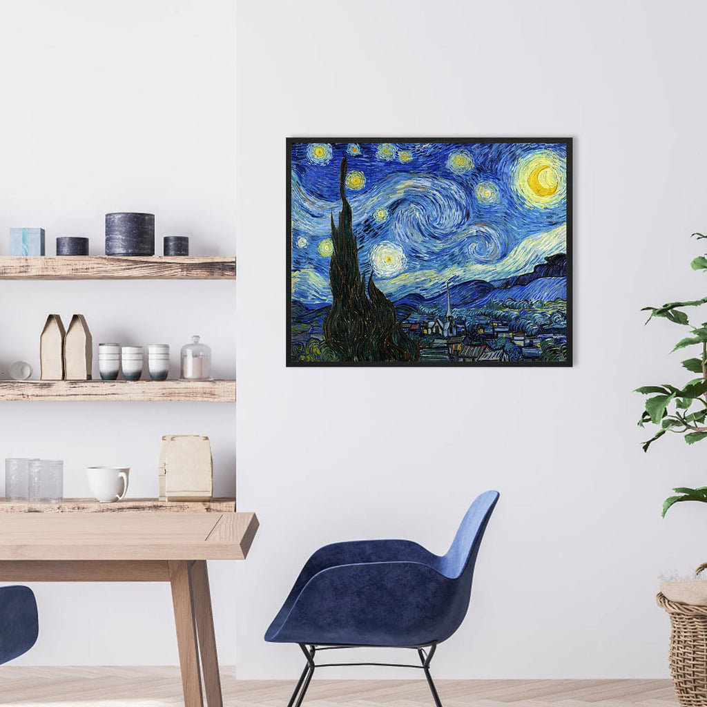 Van Gogh Canvas Wall Art: Starry Night Posters Large Modern Artwork Famous Paintings Wall Decor, Black Framed