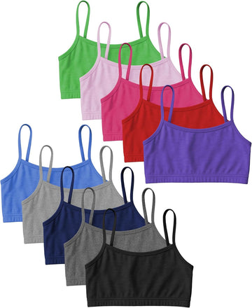 Girls Cotton Stretch Cropped Cami Training Bra | Starter Sports Bra | Girls Bralettes | Multi Packs & Colors