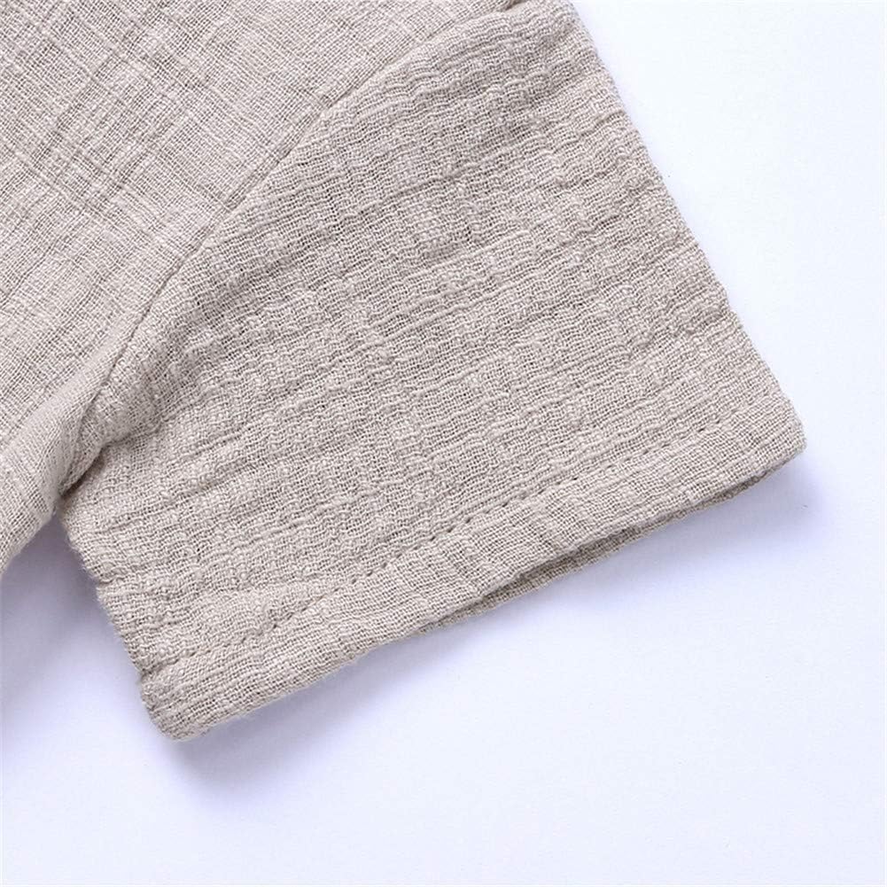 Baby Girls Boys Cotton Linen Blend Short Sleeve Top and Bloomer Shorts