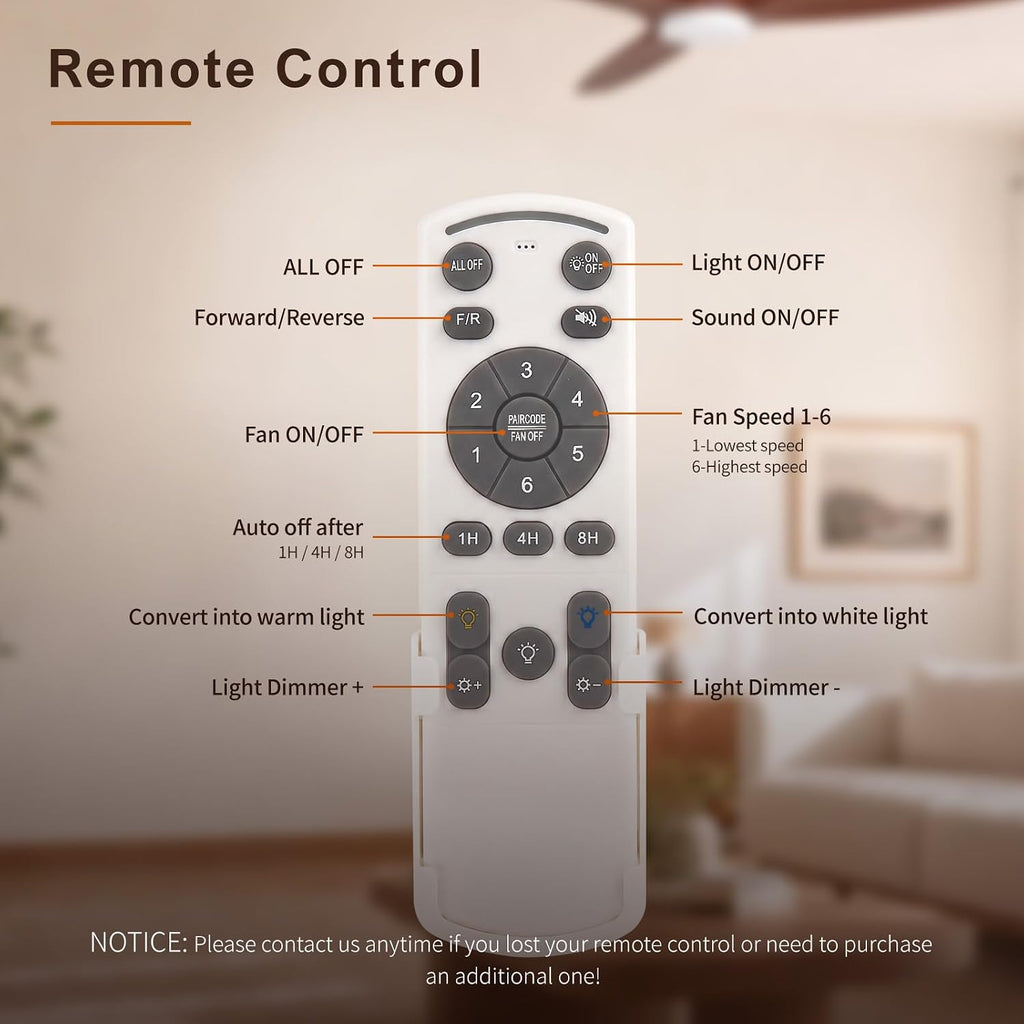 52 Inch Low Profile Ceiling Hugger Fan with LED Light & Remote - Flush Mount, Solid Wood Blades, 6-Speed Quiet DC Motor - Deep Walnut