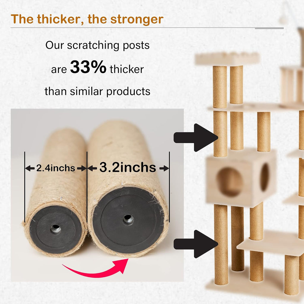61'' Tall Real Wood Cat Tree with Space Capsule, Soft Top Bed with Toy Ball, Sisal Scratching Posts, Multi-Layer Cat