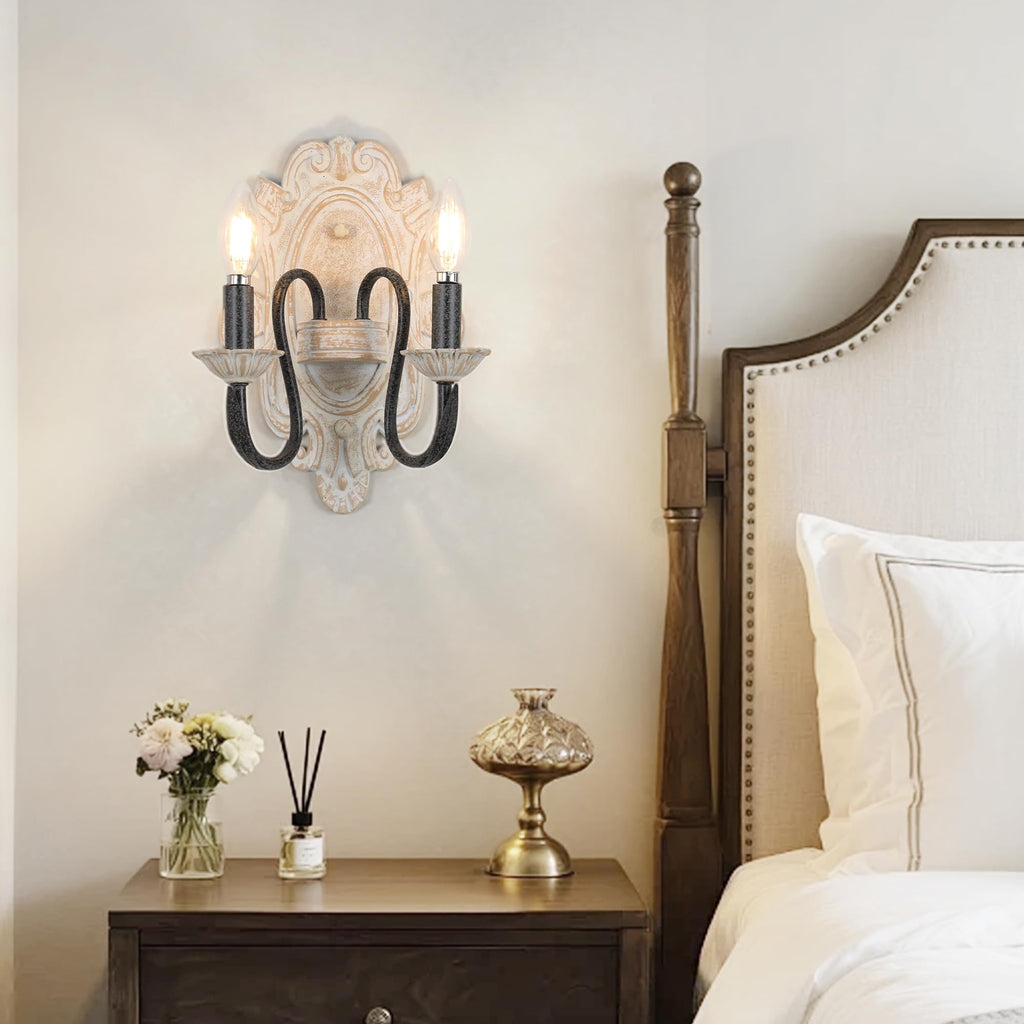 Farmhouse Wall Sconces Set of 2, Vintage 2-Light E12 Wall Lights