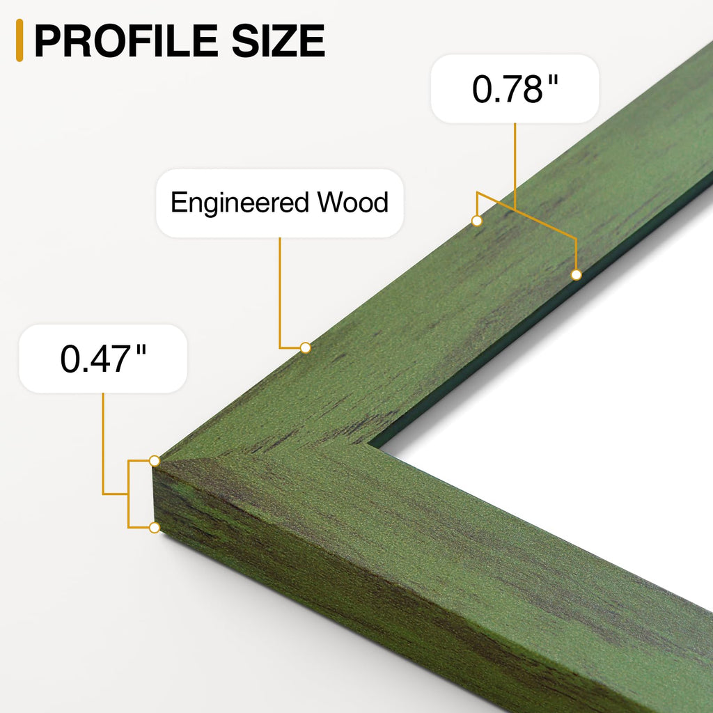 5x7 Picture Frames Set of 9, Wall & Tabletop, Rustic Green