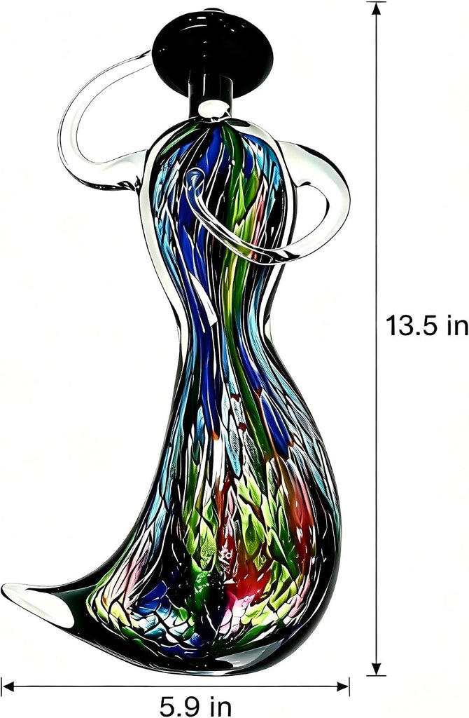 13.5in Hatted Lady Hand Blown Glass Sculpture Multicolor Tabletop Decor - Set of 10