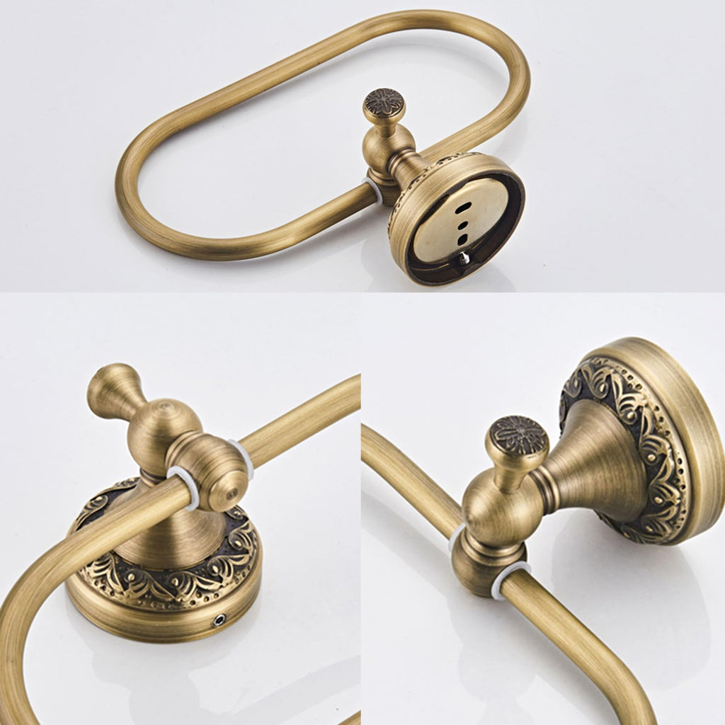 Oval Towel Ring Holder Brushed Brass Antique Wall Mount