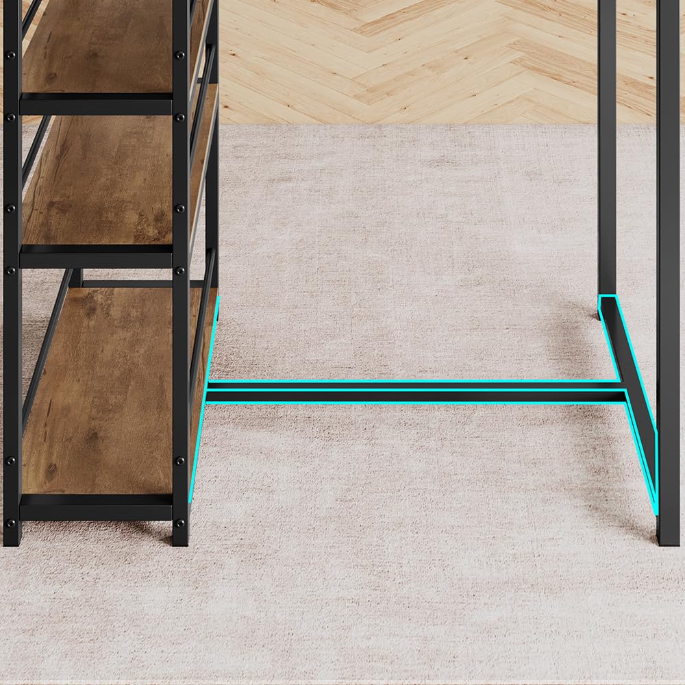 Dining Table Set for 2 with 3 Storage Shelves, 3-Piece Counter Height Kitchen Table Set with 2 Upholstered Bar