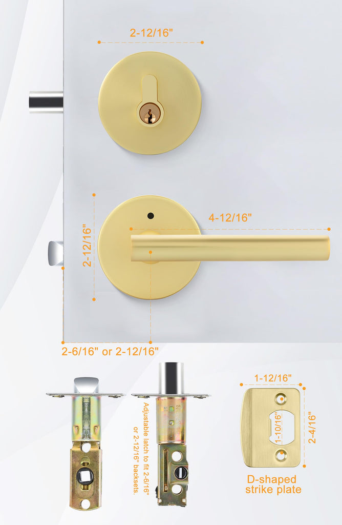 Front Door Handles Set, Exterior Door Lock Set with Deadbolt, Single Cylinder Deadbolt Lock and Privacy Door Handles