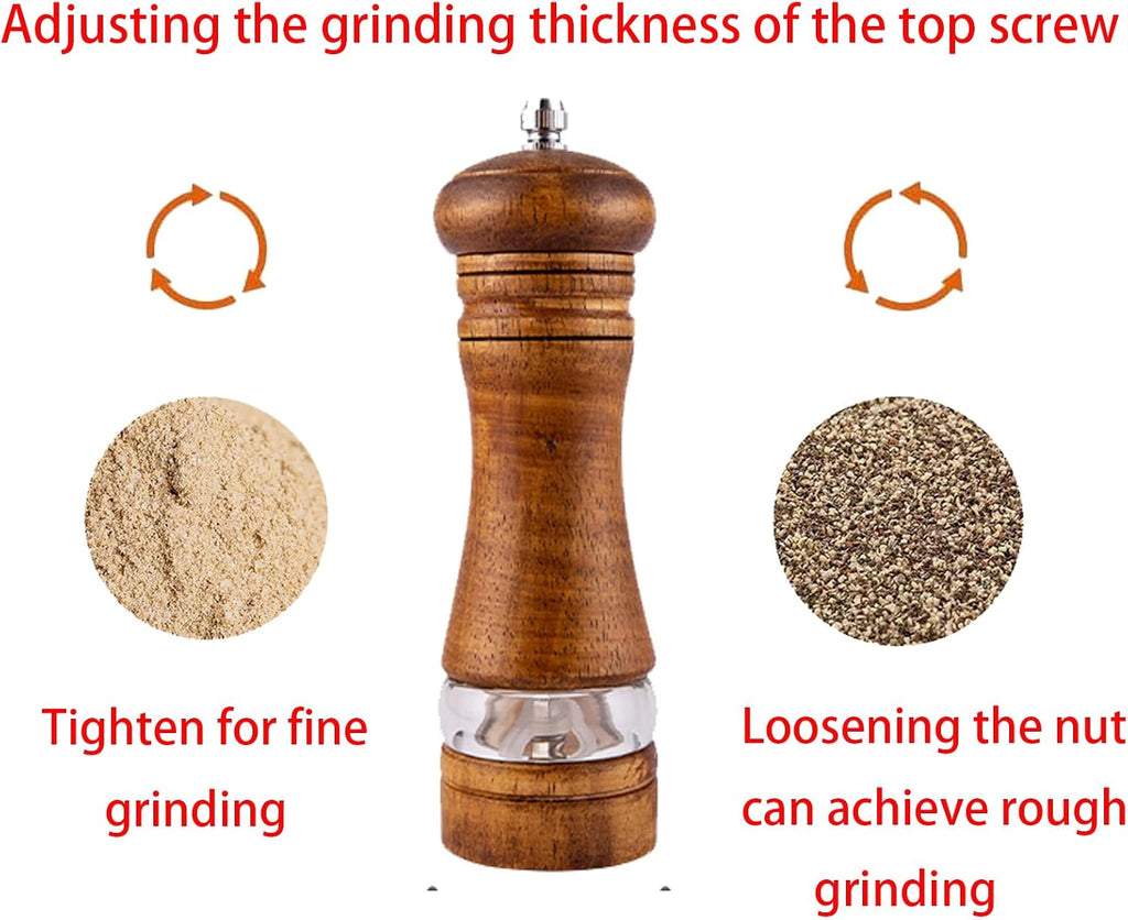 Wooden Salt and Pepper Shakers, Wood Salt and Pepper Grinder Set - Set of 2