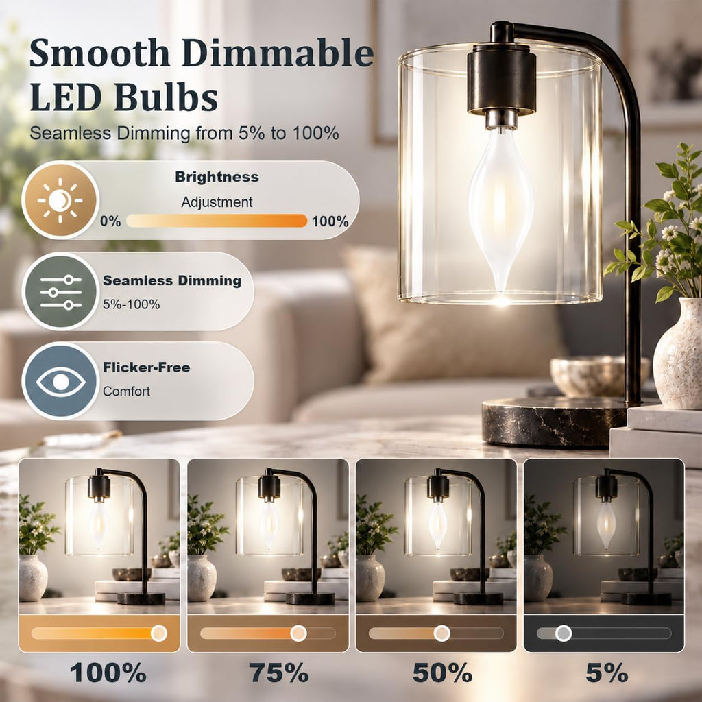 C11 Frosted Chandelier Light Bulbs, 60W 4000K Dimmable, 6 Pack