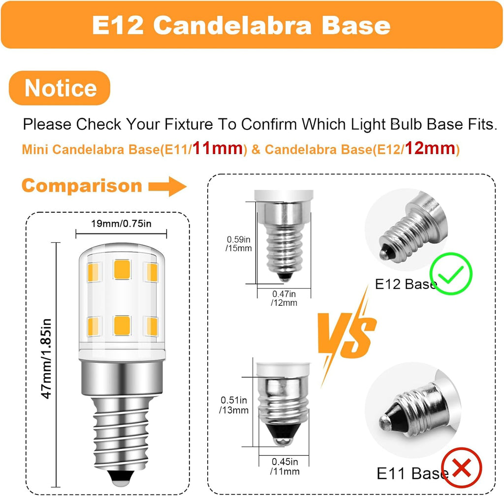 E12 LED Bulb 2W Night Light 15 Watt Type b Bulbs Compact Warm White 3000K