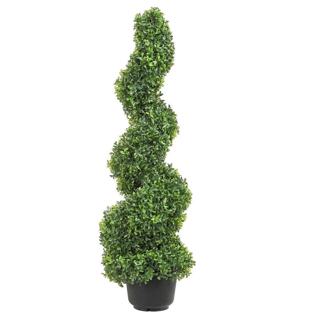 Artificial Boxwood Spiral Topiary Trees, 3ft Tall (2 PCS) Faux Plant