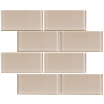 3x6 Beige Glass Subway Tile -Kitchen and Bath Backsplash Wall Tile (80pcs=10sqt)