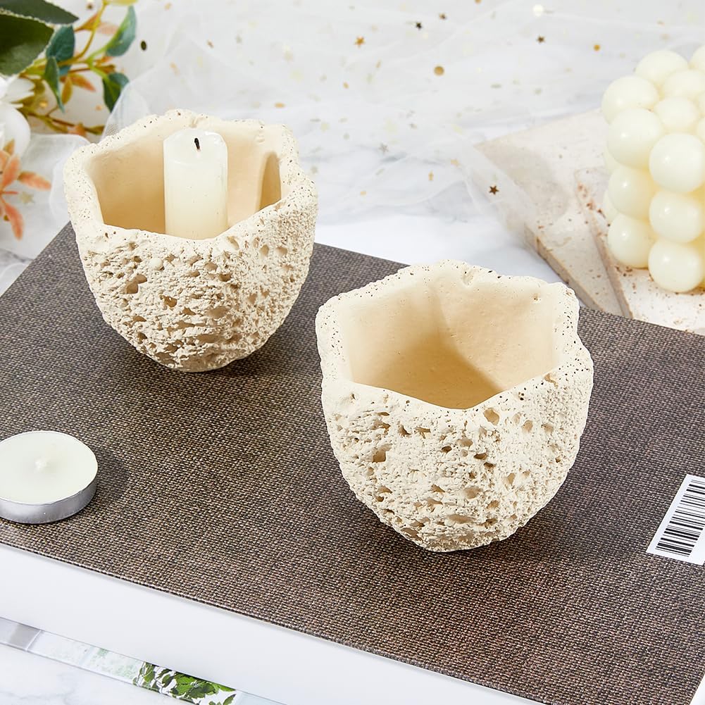 Decorative Match Holder Concrete Cute Match Jar Beige Matchstick Organizer Modern Home Decor Gifts Handmade - Set of 2