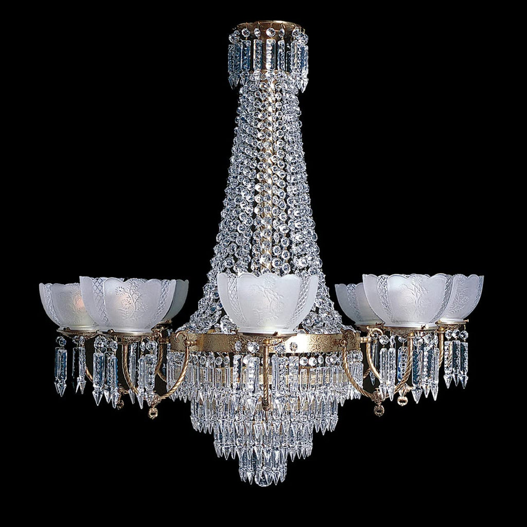 Replacement Chandelier Clear Crystal Prism K9 Quality 4 Inch Arrowhead Spear Shape with Polished Brass Bow Connectors