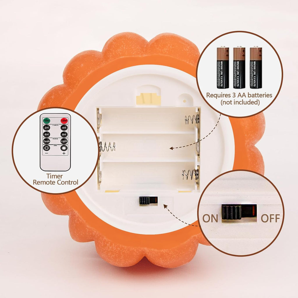 Fall Decorations - Flickering Flameless Wax Pumpkin LED Candle