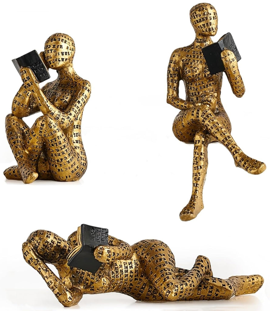 3 Pcs Reading Women Figurine, Thinker Statue, Modern Bookshelf Decor, Aesthetic Sculpture, Room Decor Modern Abstract