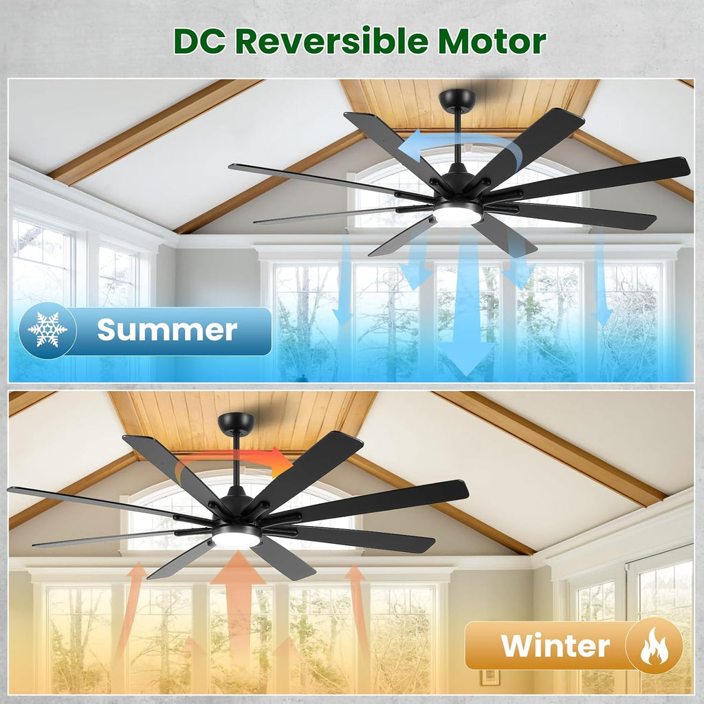 84" Ceiling Fan with LED Light and Remote - Matte Black