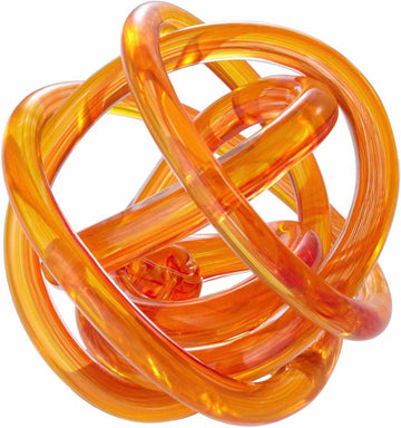 Hand Blown Infinity Knot Sommerso Decorative Glass Ball for Bowls Home Decor 4 inch Tall Orbit Centerpiece Table