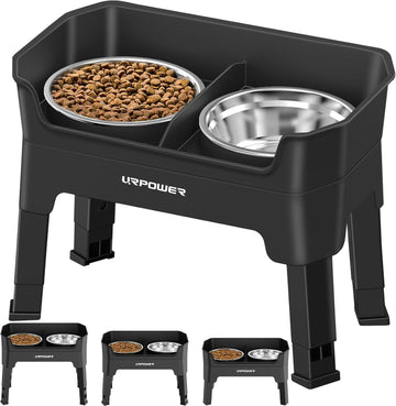 Elevated Dog Bowls, 3-in-1 Double Deck Raised Dog Bowl Stand