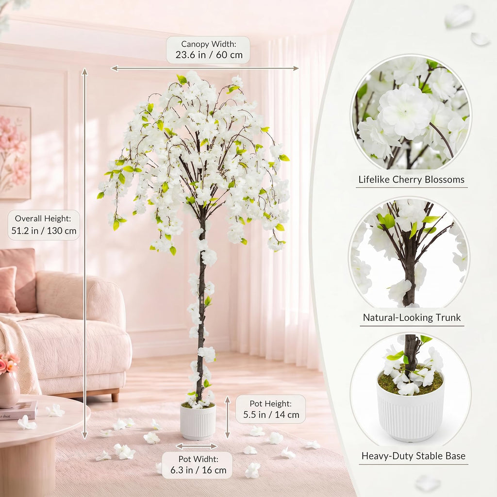 6FT Artificial Cherry Blossom Tree, Faux Sakura Tree for Indoor