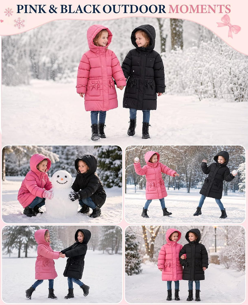 Girls Heavy Winter Coat,Warm Long Hooded Puffer Jacket