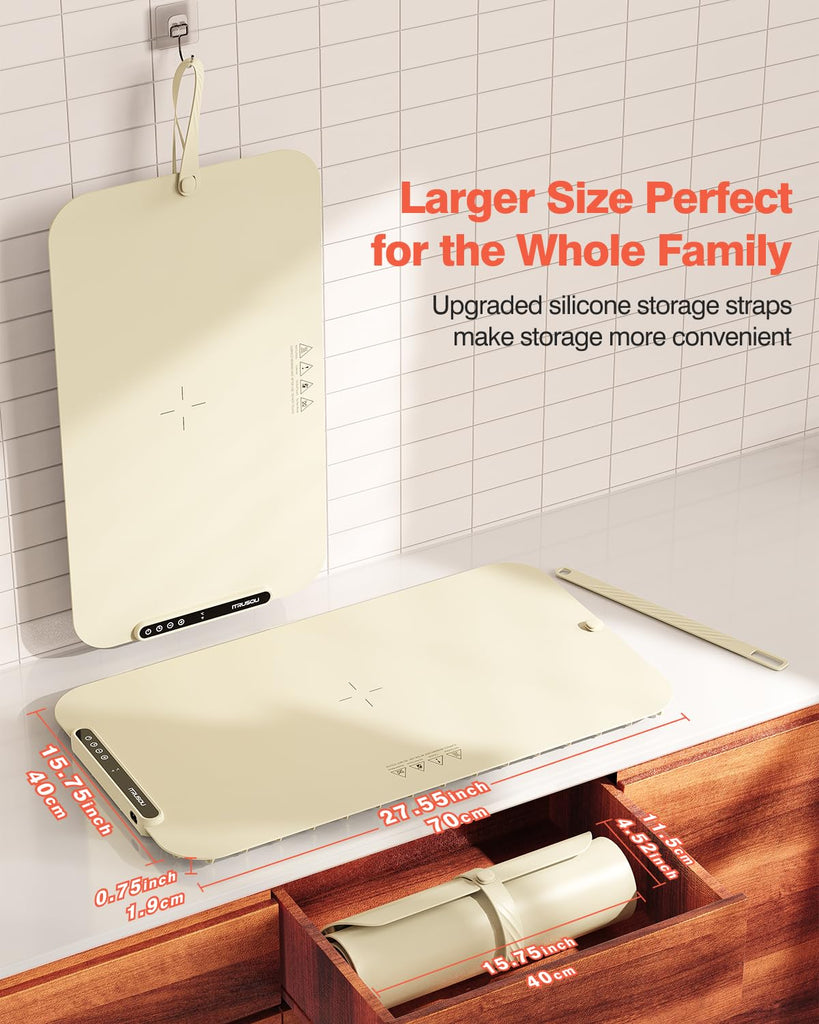 Food Warming Mat, 27.5x16'' Electric Warming Tray with 7 Temp-Settings, 1-99h Flexible Timer, Switchable °F/°C