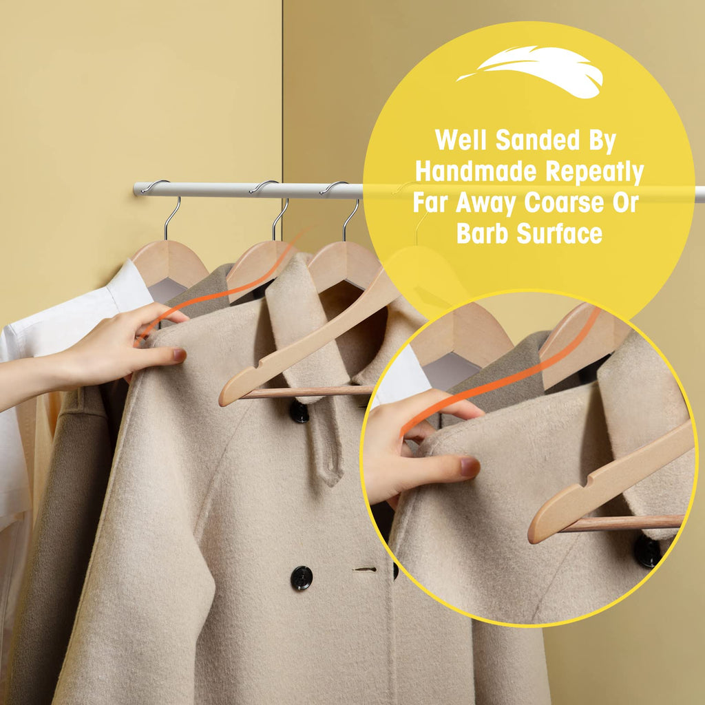 Wooden Hangers 30 Pack Clothes Hanger for Daily Used, Coat Hangers for Closet, Heavy Duty Wood Hanger for Suit, Shirts