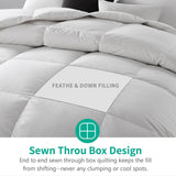 Organic Full Feathers Down Comforter - All Seasons 100% Cotton Quilted Duvet Insert