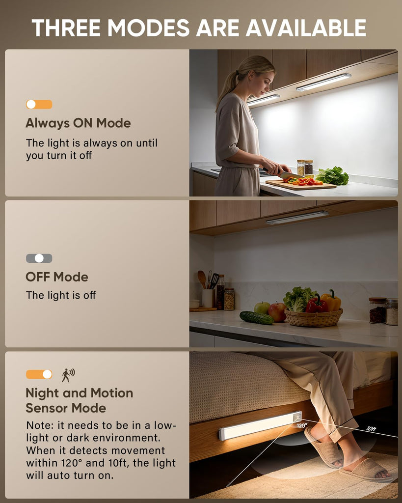 14.7inch Under Cabinet Lighting, Wireless Motion Sensor Light,3 Pack