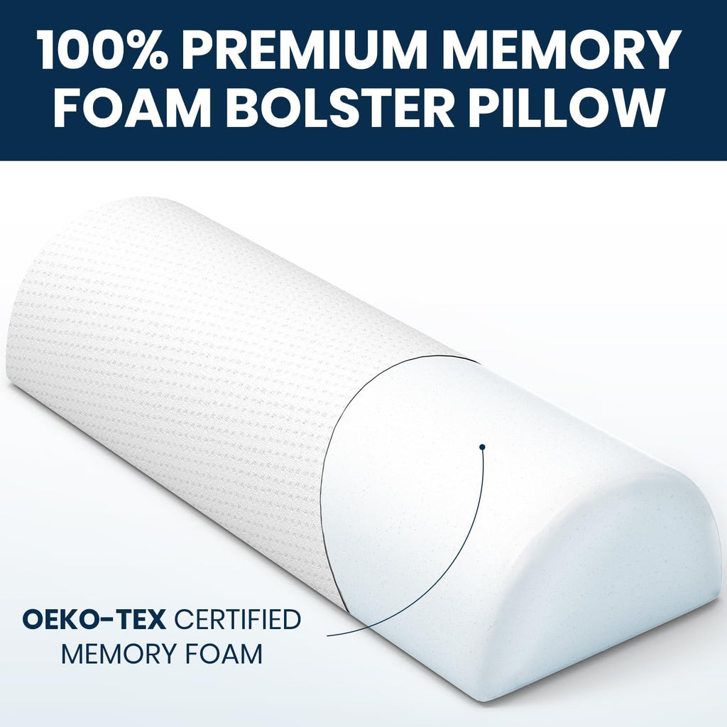 Under Knee Pillow for Back Sleeping - Memory Foam Half Moon Leg Bolster Pillow for Back Pain, Thoracic Support