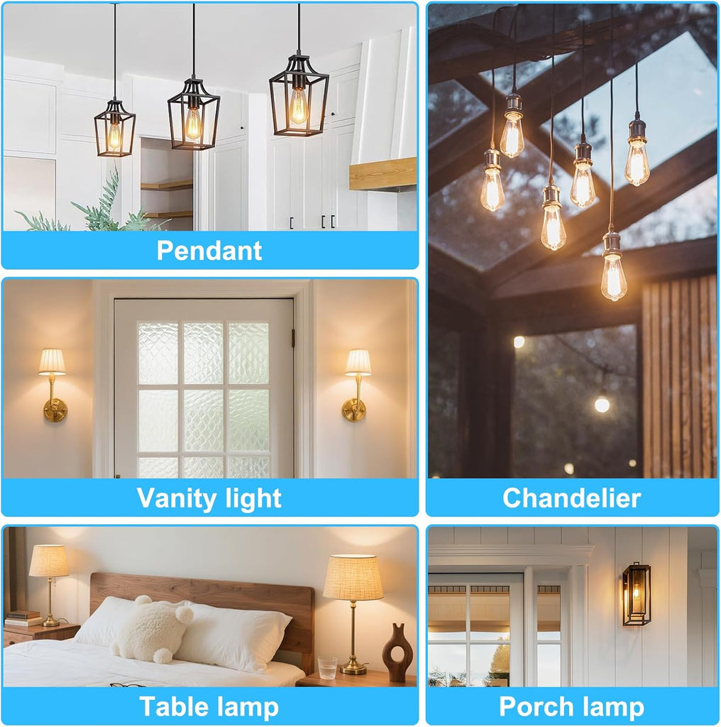 Vintage LED Edison Bulbs, 6W, Equivalent 60W, E26 Medium Base, Warm White 2700K, Non-Dimmable, ST58 Antique LED