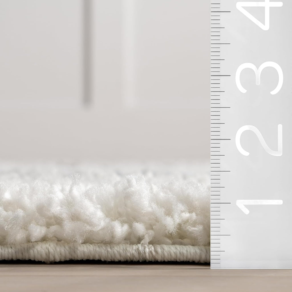 Tess Moroccan Shag Area Rug - 8x10 Shag Area Rug Modern/Contemporary White/Grey Rugs Bedroom Dining Room Nursery