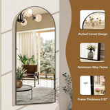 56"x21"Full Length Mirror Arch Floor Mirrors with Aluminum Alloy Frame Free-Standing Wall Mounted or Leaning Large
