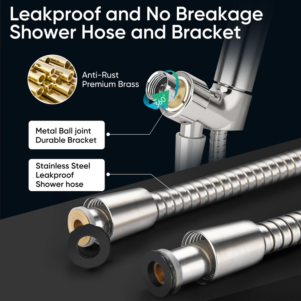 8-Setting Handheld Shower Head, Water-Saving Design, Brushed Nickel