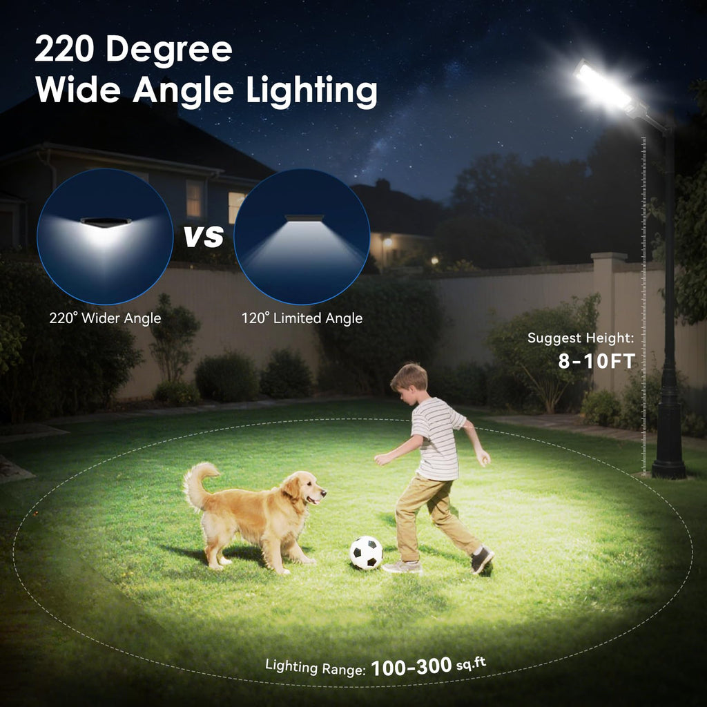 2 Pack Solar Street Lights Outdoor Waterproof 6500K LED Solar Flood Lights Dusk to Dawn Parking Lot Light