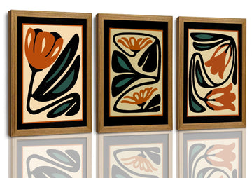 Retro Floral Wall Art Mid Century Modern Wall Decor Vintage Flower Picture