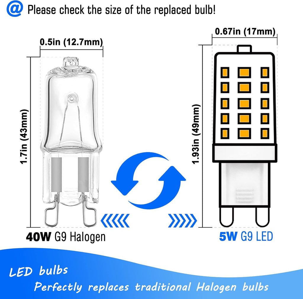 G9 LED Bulb Dimmable 5W 2700K Soft Warm White 40 Watt Equivalent