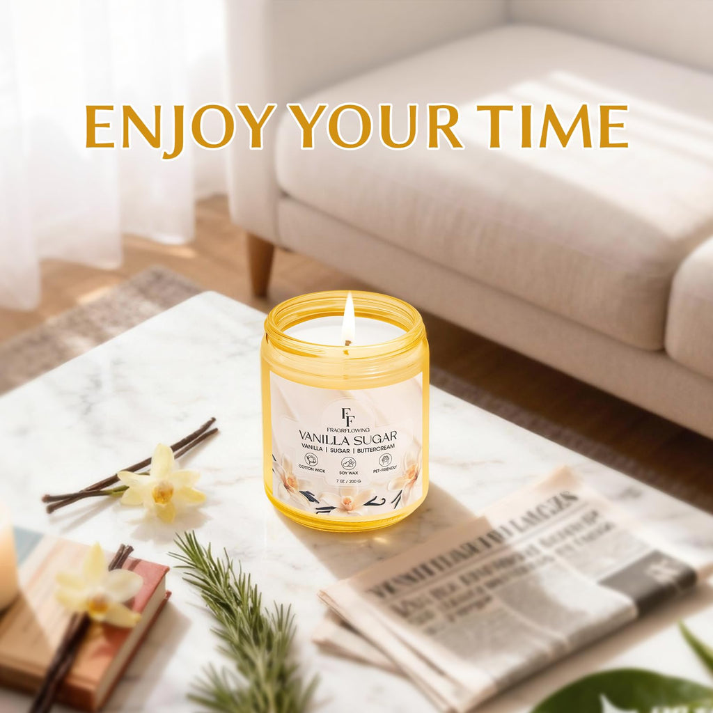 Vanilla Sugar Scented Candle, Natural Soy Wax Jar Candle Scented, 100-Hour Burn Time Gifts for Women Men, 7 oz (2