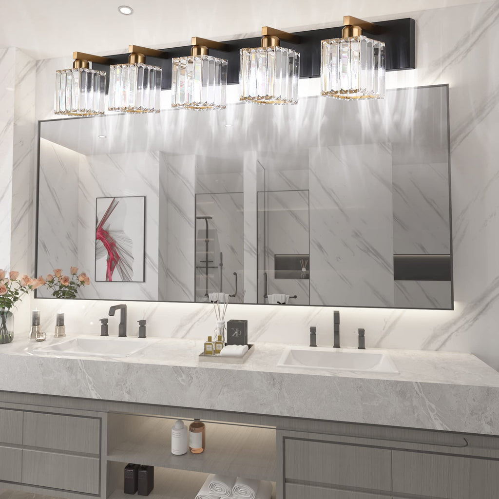 Modern Vanity Light Bathroom Lighting Fixtures 5 Light Crystal Bathroom Vanity Light Fixtures (Exclude Bulb)